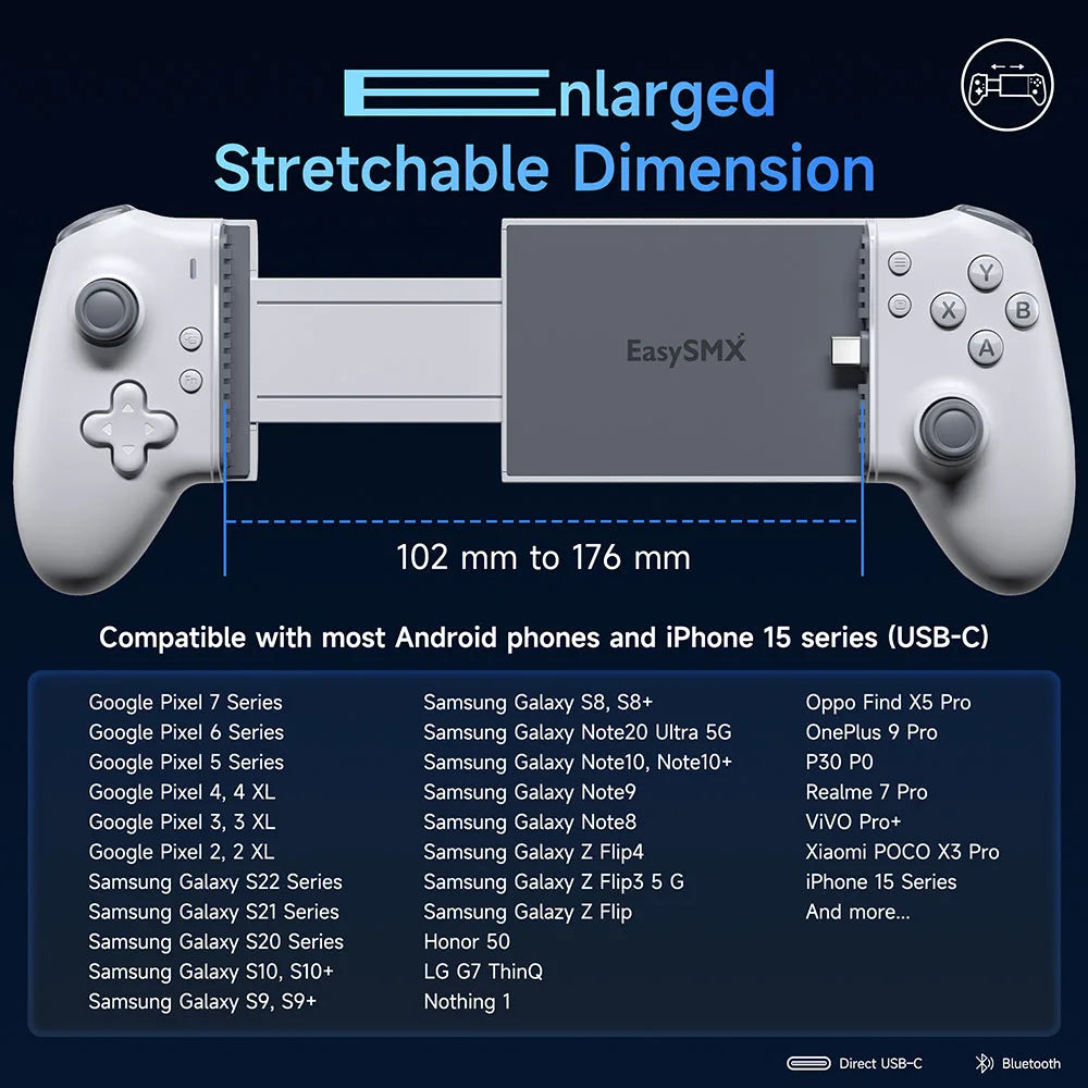 Manette EasySMX M15 – Contrôleur Mécanique avec Connecteur Type-C pour Smartphones Android et iPhone 15/16