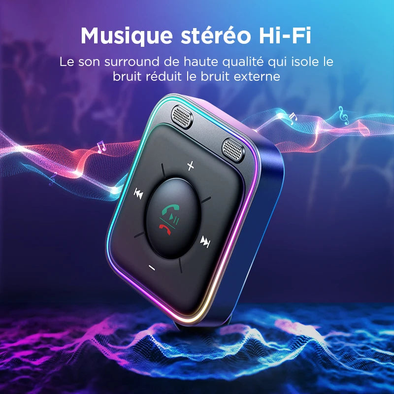 Adaptateur Bluetooth 5.4 JOYROOM pour Voiture – Double Micro, Appels Mains Libres, Récepteur Audio Stéréo, Musique et Kit Auto AUX