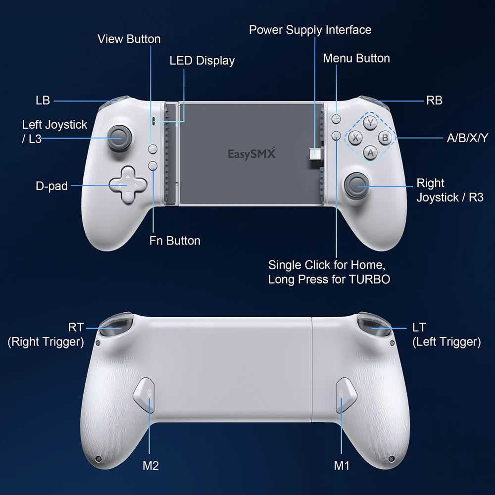 Manette EasySMX M15 – Contrôleur Mécanique avec Connecteur Type-C pour Smartphones Android et iPhone 15/16