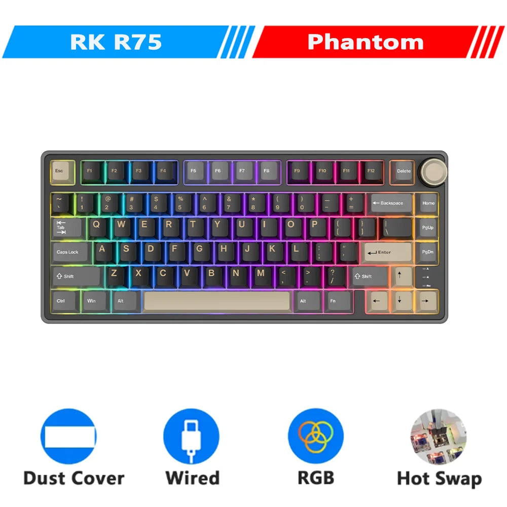 RK Royal Kludge R75 Gasket – Clavier Mécanique Filaire 80 Touches RGB