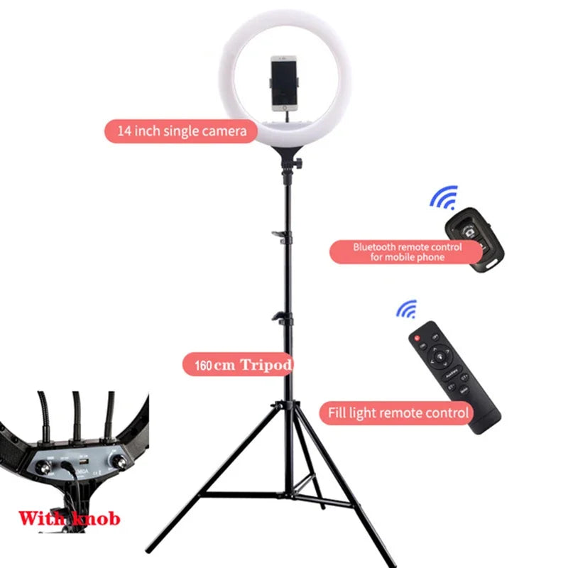 14 inch LED Ring Light with Stand Photographic Selfie Ring Lighting Makeup Video Studio Tripod Ring Light for Smartphone Youtube