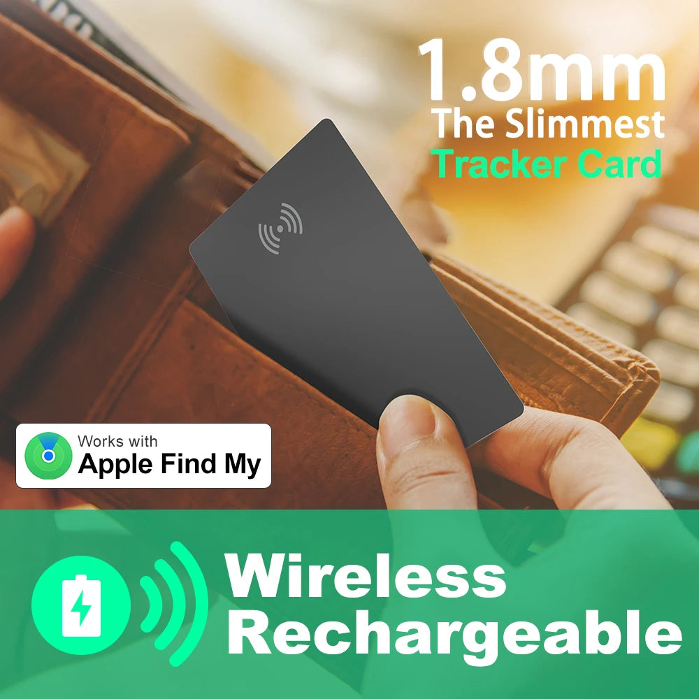 Traceur GPS Carte Ultra-Fin – Localisateur Anti-Perte avec Bluetooth & Recharge Sans Fil pour porte-monnaie