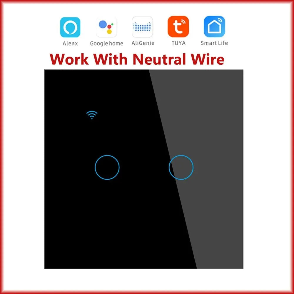 Interrupteur Mural Tactile WiFi Intelligent EU 220V avec Fil Neutre
