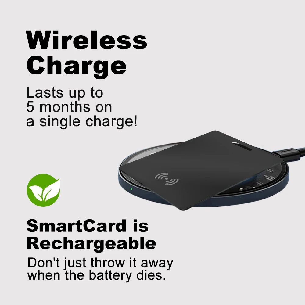 Traceur GPS Carte Ultra-Fin – Localisateur Anti-Perte avec Bluetooth & Recharge Sans Fil pour porte-monnaie