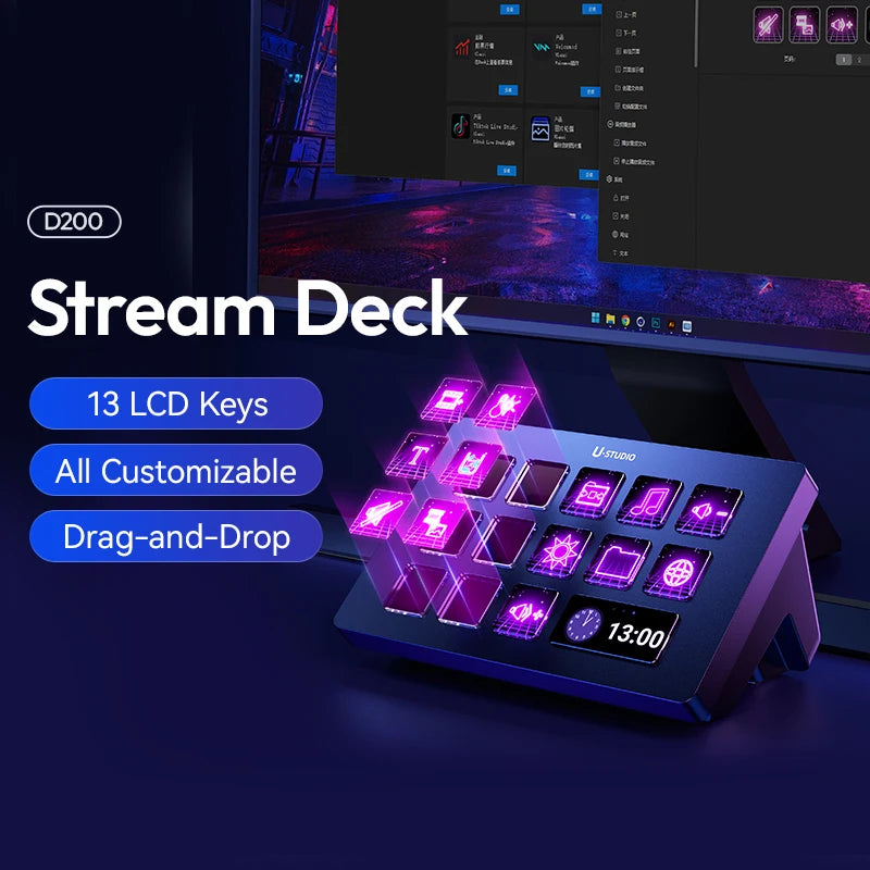 Ulanzi D200 Live Streaming Controller – Contrôleur de Flux avec 13 Touches LCD Personnalisables