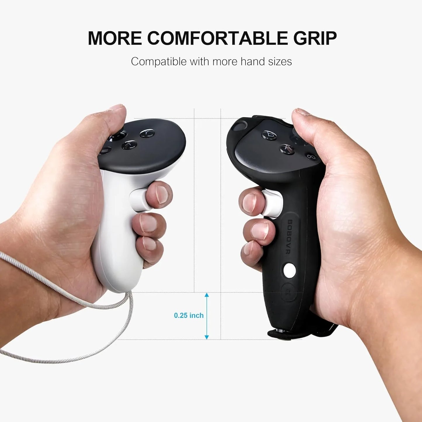 BOBOVR G3 Plus – Grips Silicone Allongés pour Manettes Meta Quest 3/3S