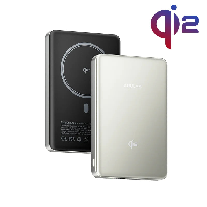 KUULAA Qi2 Power Bank Magnétique 10000mAh – Chargeur Portable à Charge Sans Fil 15W Compatible MagSafe pour iPhone 16 Pro Max