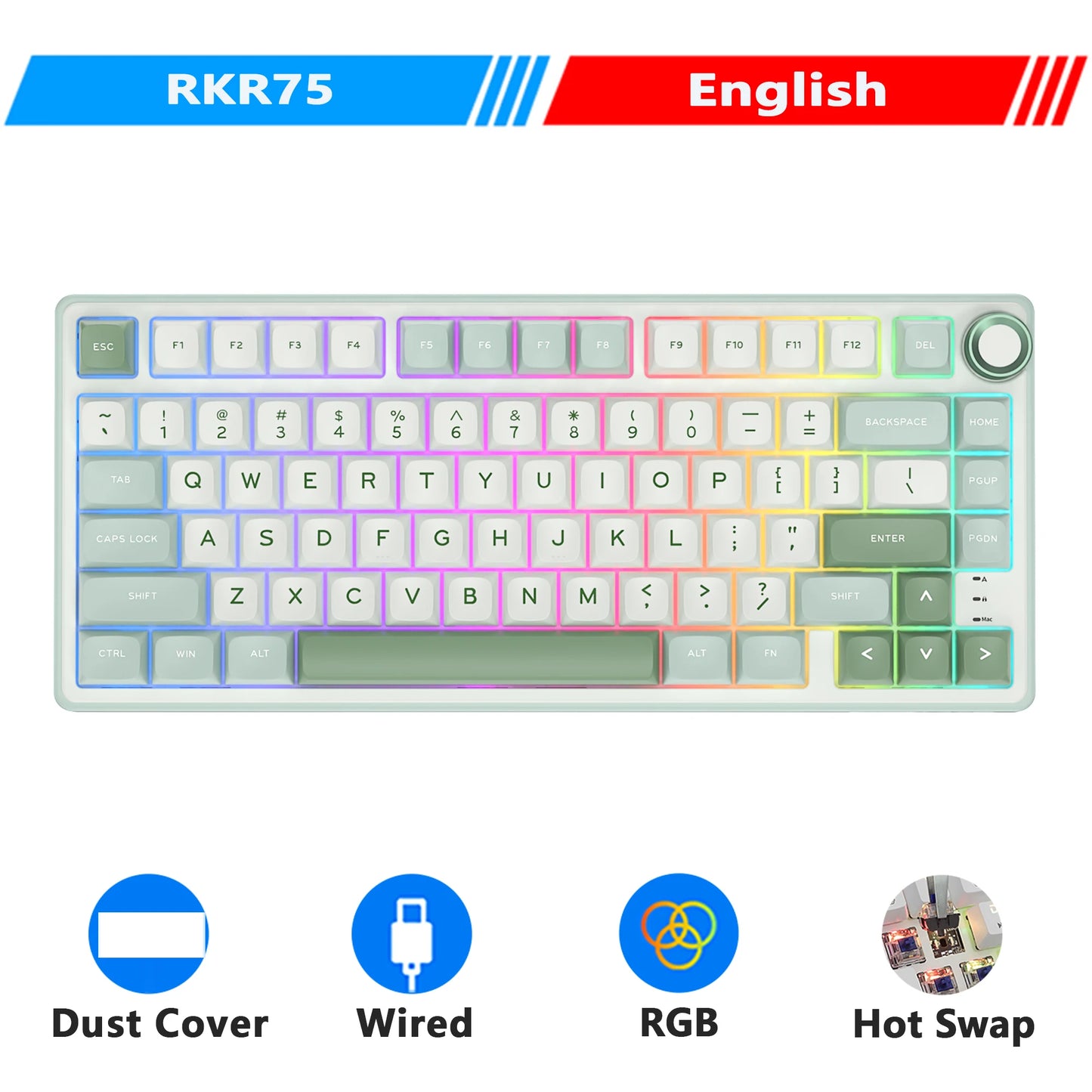 RK Royal Kludge R75 Gasket – Clavier Mécanique Filaire 80 Touches RGB