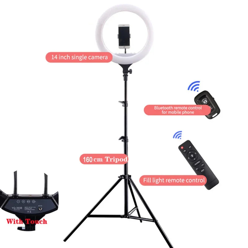 14 inch LED Ring Light with Stand Photographic Selfie Ring Lighting Makeup Video Studio Tripod Ring Light for Smartphone Youtube