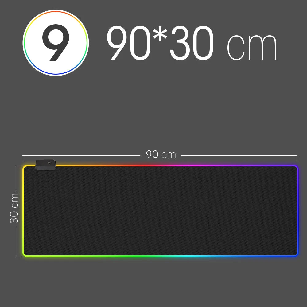 Tapis de Souris LED RGB – Tapis de Bureau Étanche avec Couverture Clavier