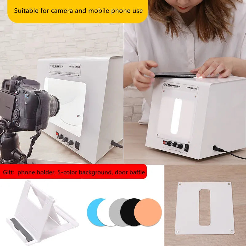 SANOTO Photo Studio Light Box – Softbox Dimmable avec Plateau Tournant 360°