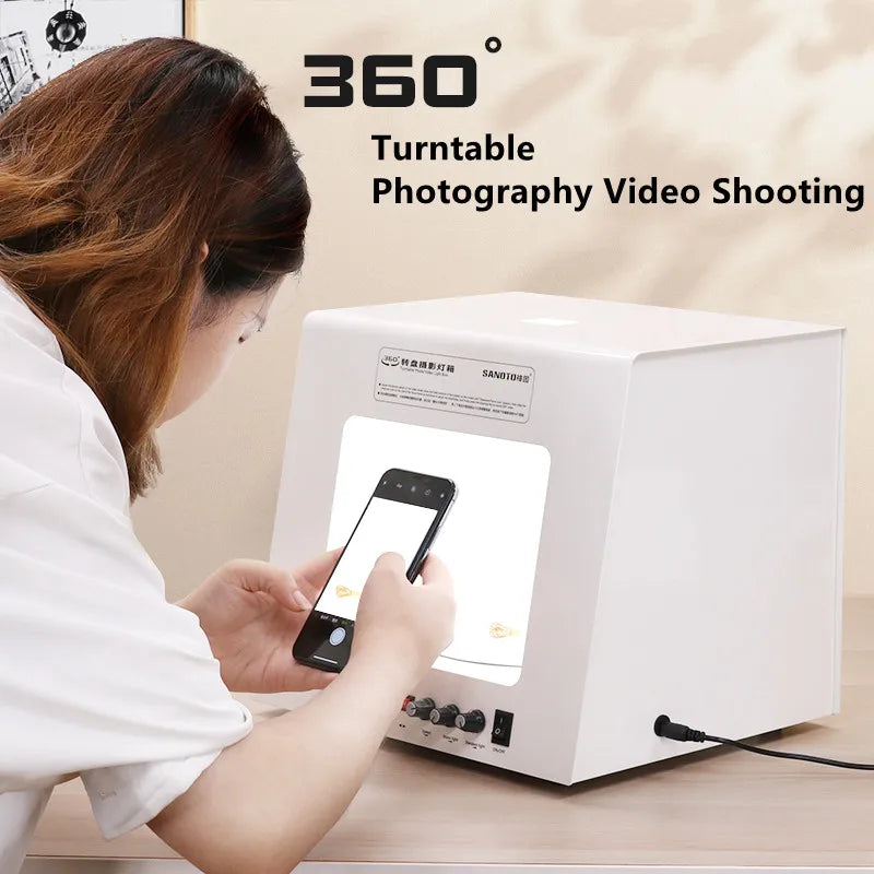 SANOTO Photo Studio Light Box – Softbox Dimmable avec Plateau Tournant 360°