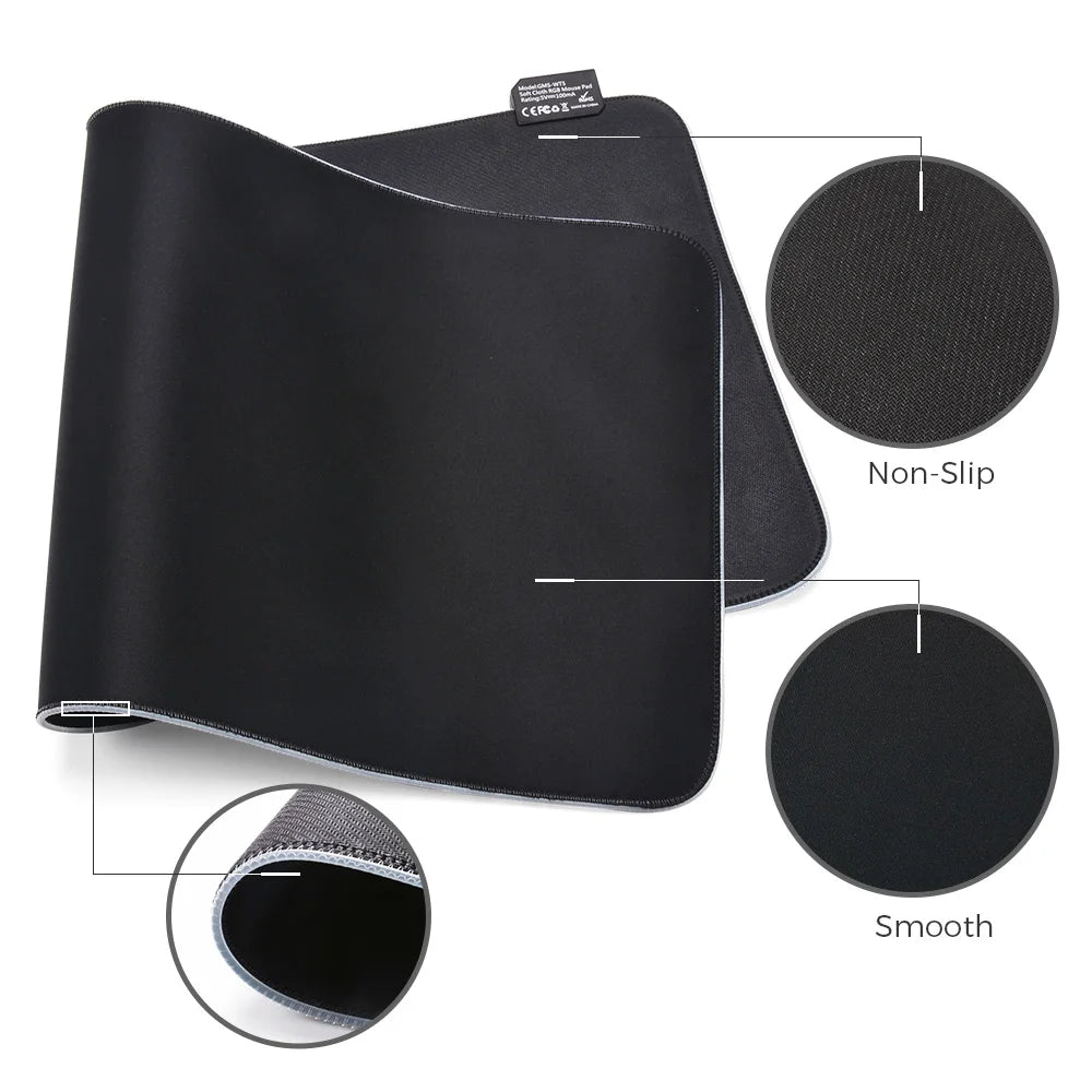 Tapis de Souris LED RGB – Tapis de Bureau Étanche avec Couverture Clavier