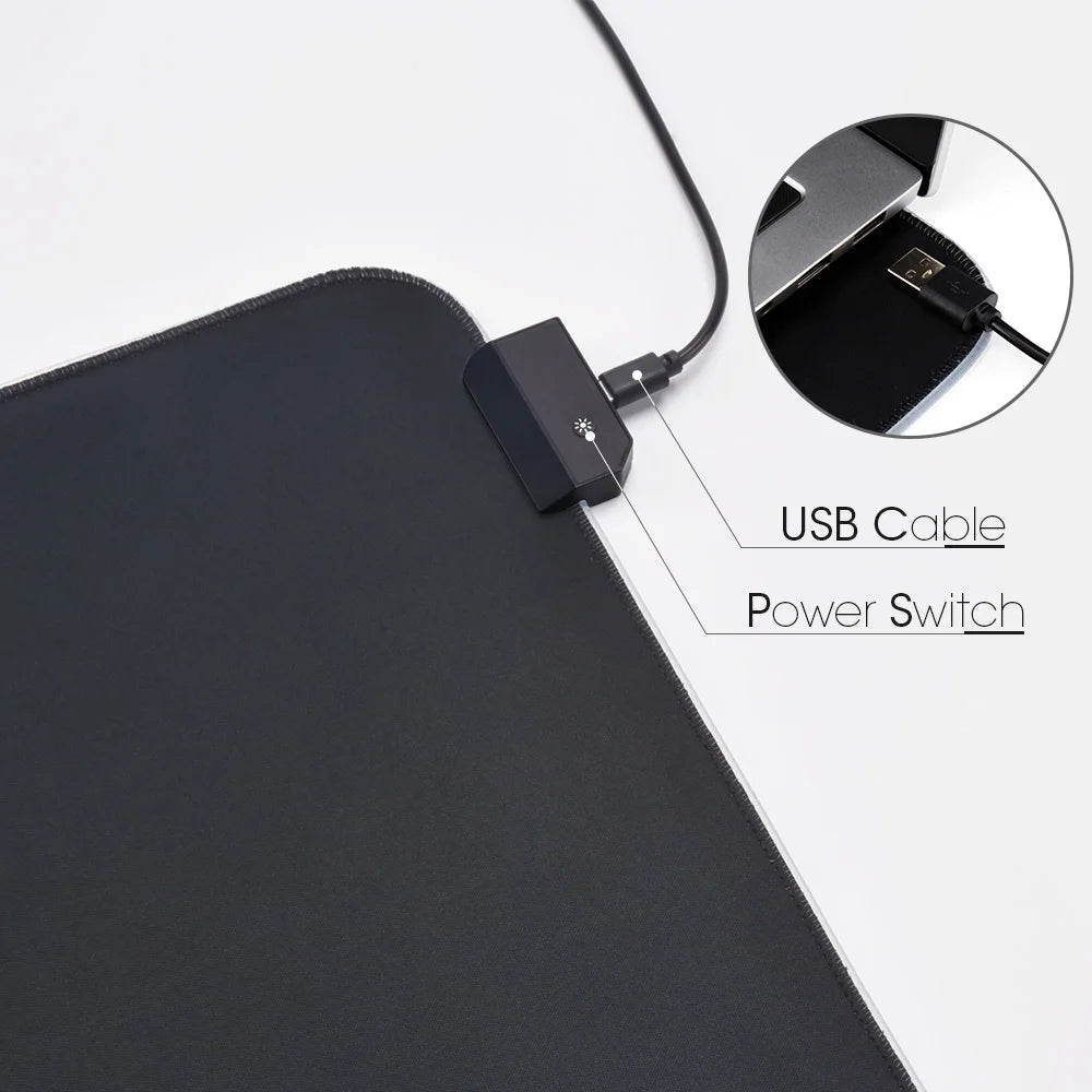 Tapis de Souris LED RGB – Tapis de Bureau Étanche avec Couverture Clavier
