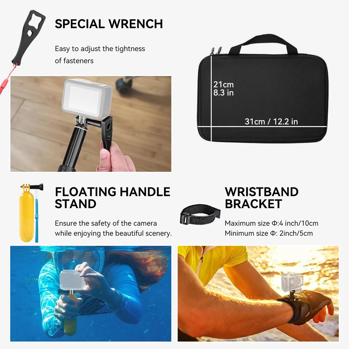 Kit Aventure Pro 50-en-1 – Supports Vélo/Casque/Poitrine 360° & Étui Étanche pour GoPro 13/12/11, DJI Action 5/4, Insta360 Ace