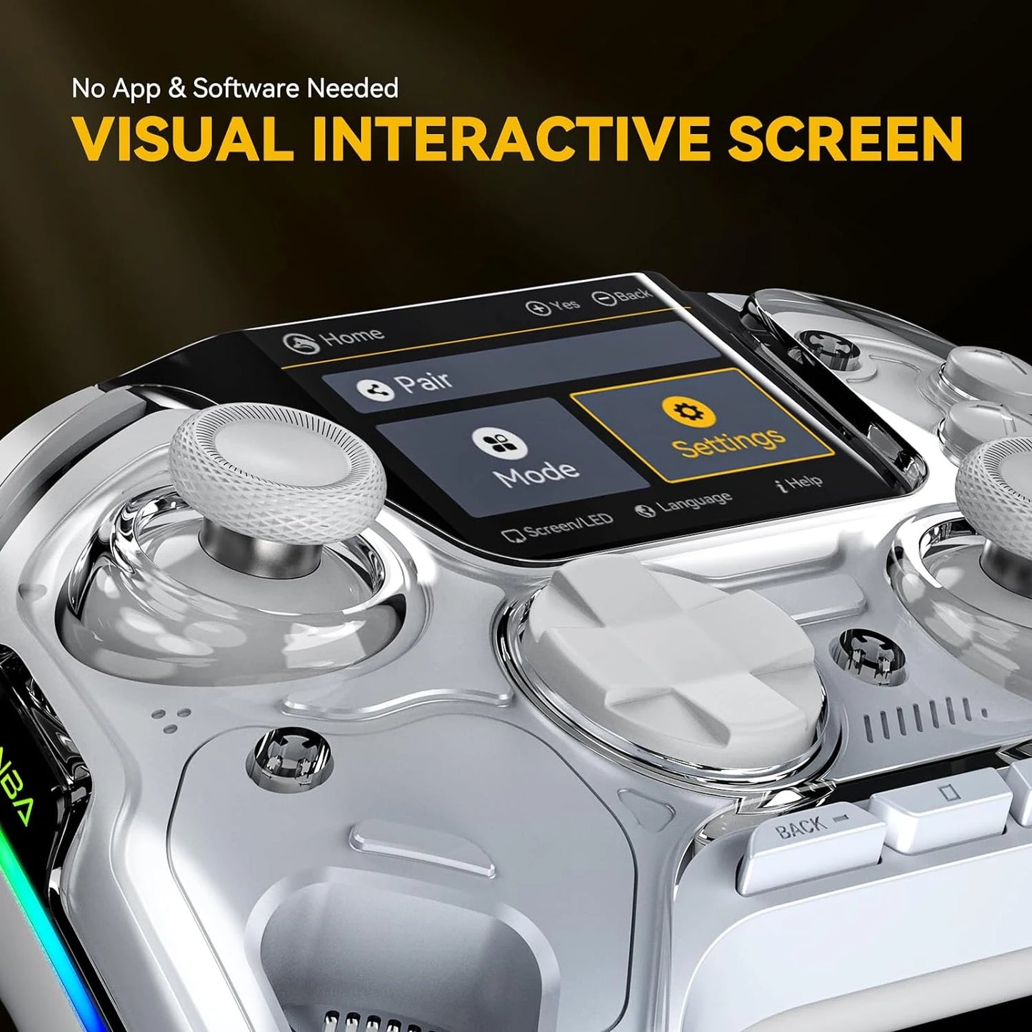 Manette de Jeu Interactive Sans Fil – Joystick à Effet Hall, Lumières RGB, Batterie 1800mAh avec Station de Charge pour Switch, PC, iOS et Android