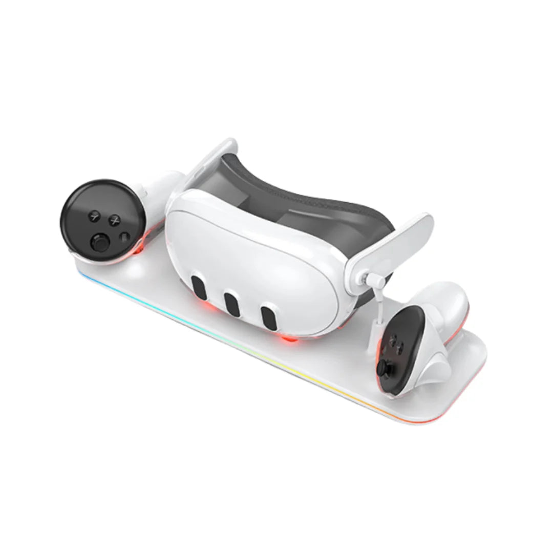 Station de Charge Magnétique pour Meta Quest 3 – Chargeur pour Casque VR et Manettes avec 2 Batteries Rechargeables