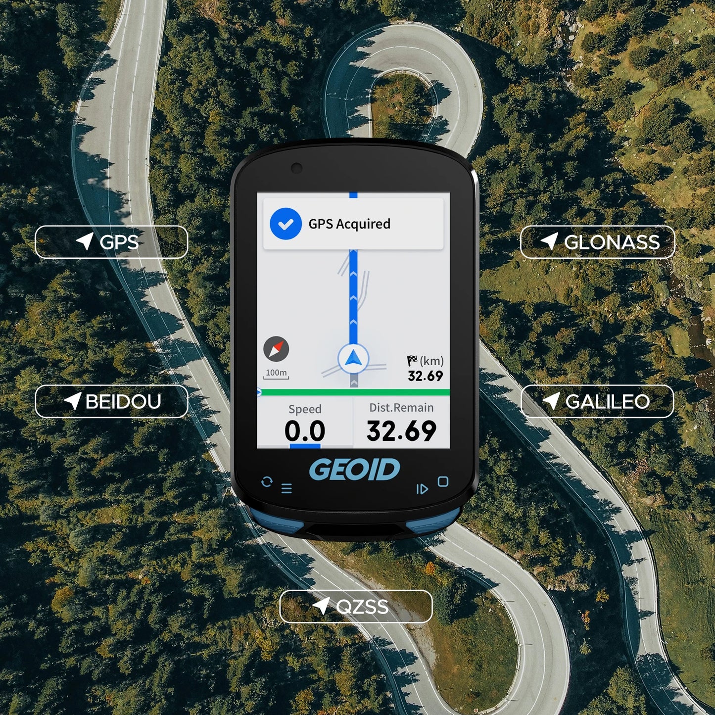 GEOID CC600 GPS Intelligent à Écran Couleur – Navigation Smart, Sans Fil, Multilingue, Connectivité WiFi & ANT+, Odomètre Haute Performance