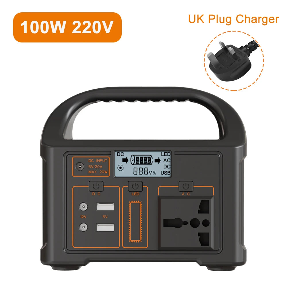 Station d’Énergie Portable 100W 24000mAh – Générateur Solaire LiFePO4 220V/110V pour Camping et Voyages