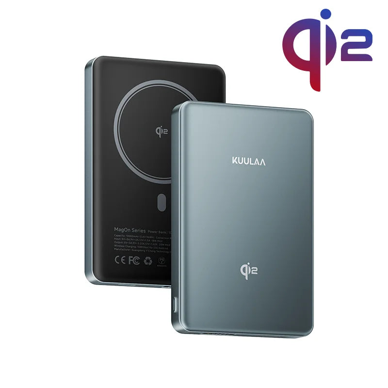 KUULAA Qi2 Power Bank Magnétique 10000mAh – Chargeur Portable à Charge Sans Fil 15W Compatible MagSafe pour iPhone 16 Pro Max