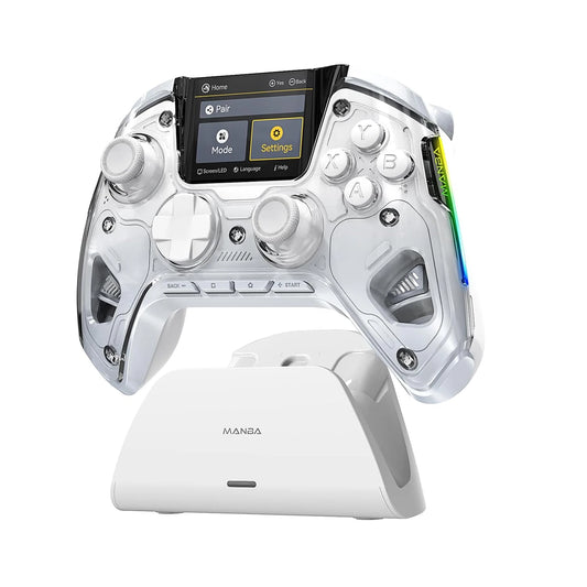 Manette de Jeu Interactive Sans Fil – Joystick à Effet Hall, Lumières RGB, Batterie 1800mAh avec Station de Charge pour Switch, PC, iOS et Android