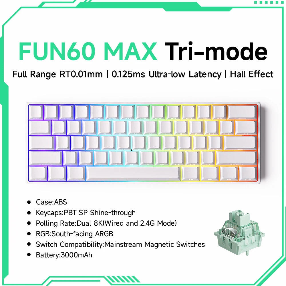 Akko MonsGeek FUN60 – Clavier Mécanique 60% Compact avec Switch Magnétique Ultra-Rapide