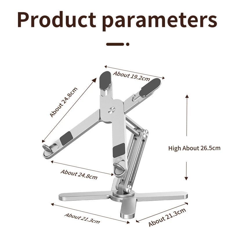 Support Pliable pour Ordinateur Portable – Rotation 360°, Aluminium avec Dissipation Thermique
