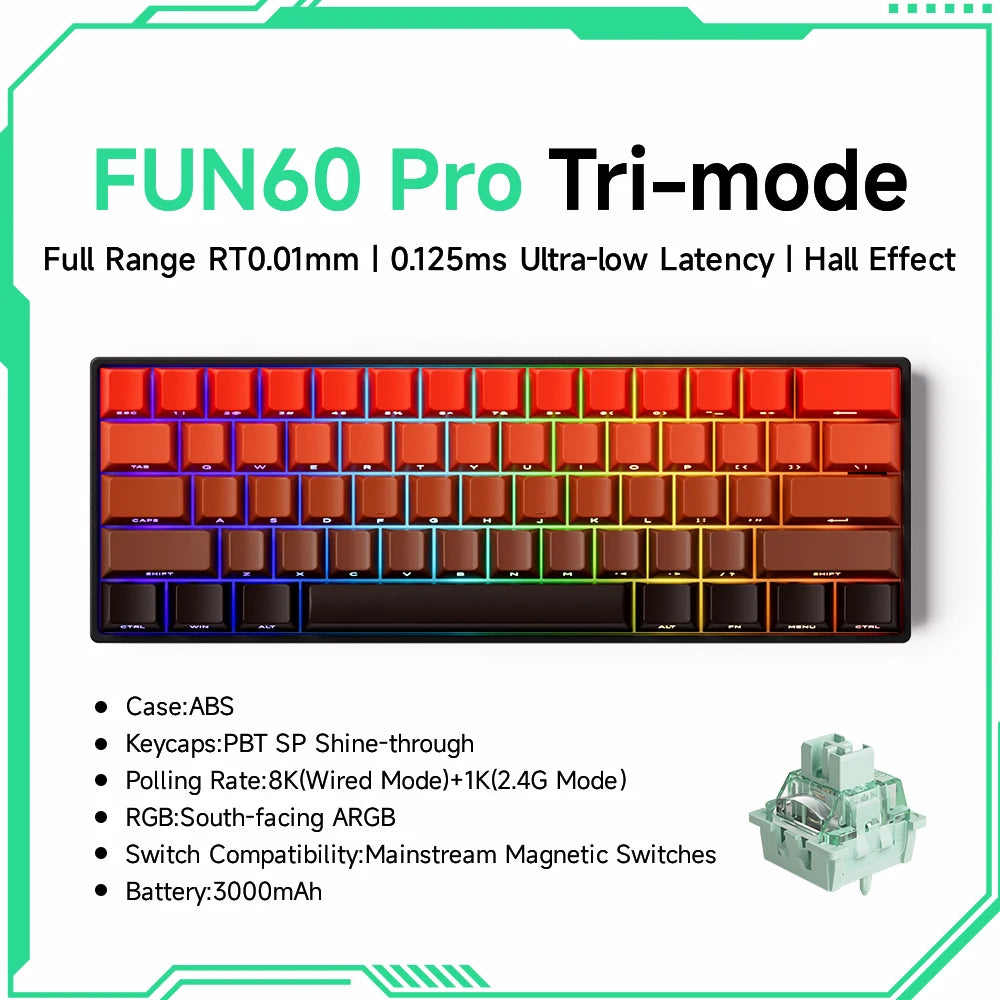 Akko MonsGeek FUN60 – Clavier Mécanique 60% Compact avec Switch Magnétique Ultra-Rapide