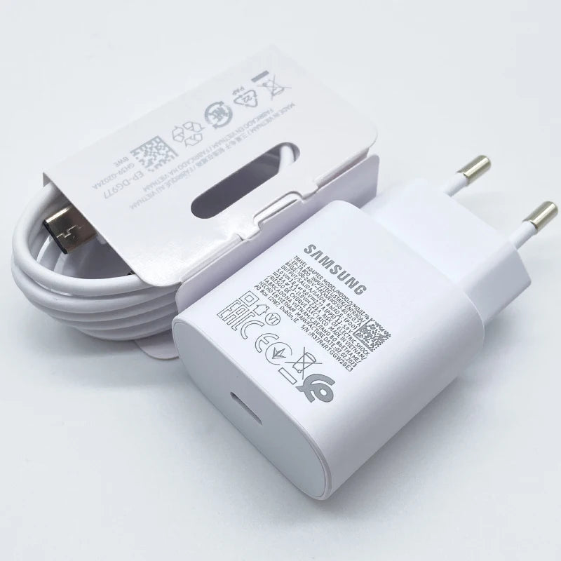 Chargeur Samsung Super Fast 25W – Adaptateur USB Type-C pour Galaxy S24, S23, S20, S21, S22 Plus, A54, A34, Z Flip Fold 4/5/6