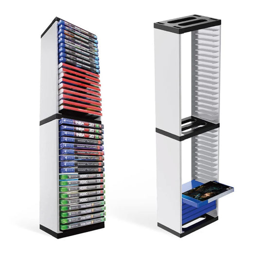 Support de Rangement Double Couche pour Jeux et Disques – Boîte de Stockage 36 CD Compatible PS5, PS4, PS3, Xbox One S, Xbox Series, Switch et DVD