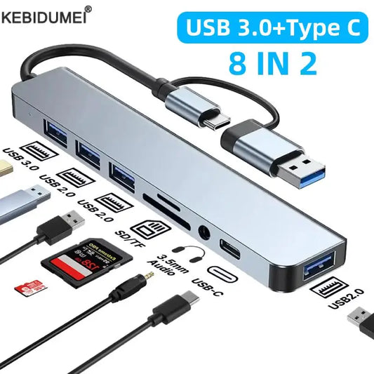 Station d’Accueil USB 3.0 Type-C – Hub Multiport avec Lecteur de Carte TF/SD, Audio et USB 2.0