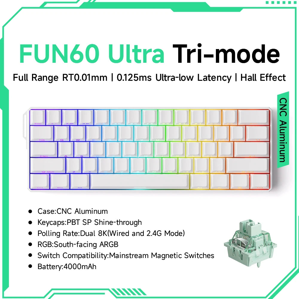 Akko MonsGeek FUN60 – Clavier Mécanique 60% Compact avec Switch Magnétique Ultra-Rapide