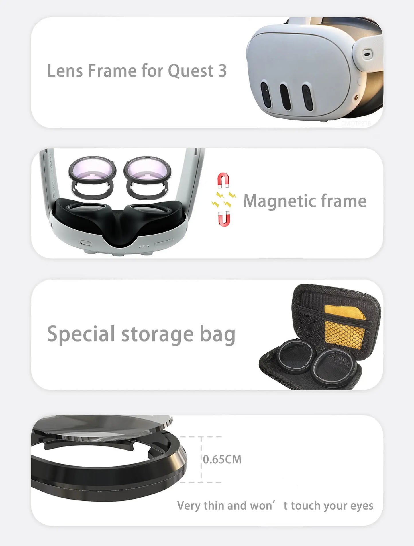 ontures Magnétiques Myopie pour Meta Quest 3 – Verres Correcteurs Anti Lumière Bleue