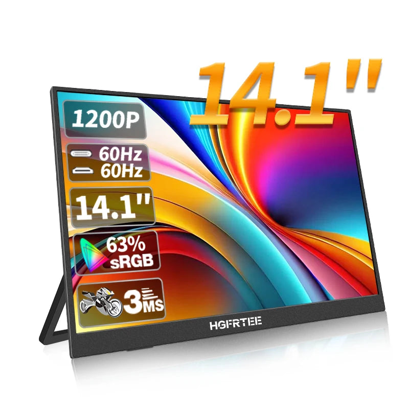 Écran Portable HGFRTEE 14,1 pouces – Moniteur Mobile IPS pour Extension d’Écran Laptop, Xbox, Raspberry Pi avec Support Inclus