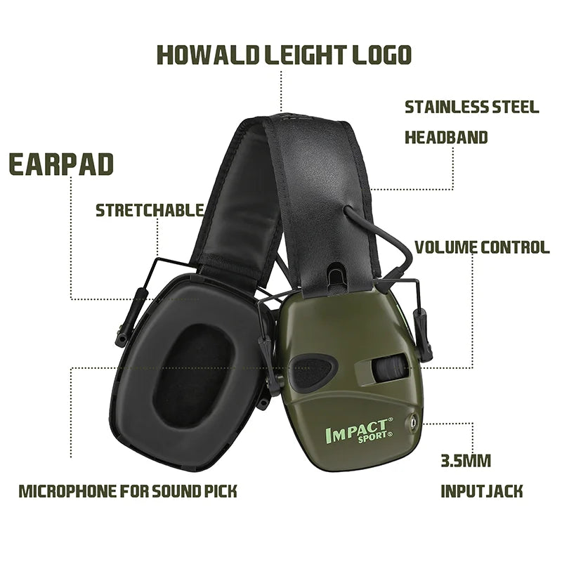 Earmuffs de Tir Électroniques – Casque Tactique avec Amplification Sonore et Protection Anti-Bruit pour Sports de Plein Air