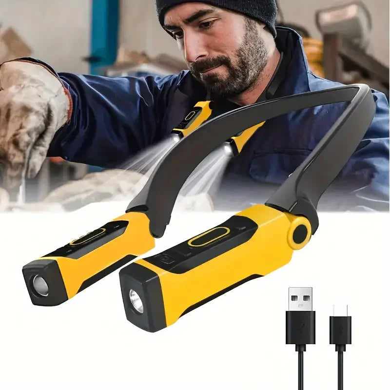 Lampe LED Rechargeable à Porter au Cou – 2 Niveaux de Luminosité, Bras Flexibles
