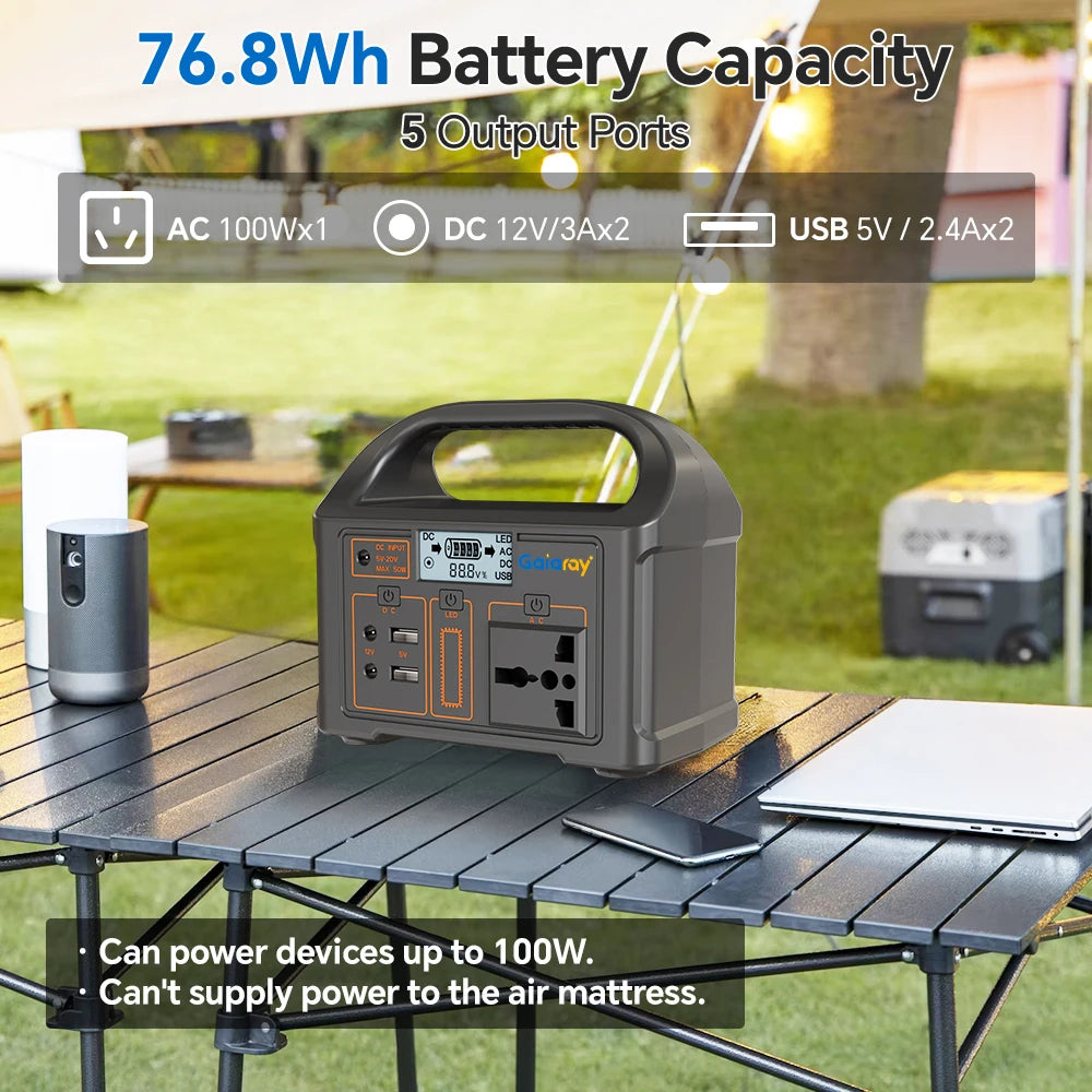 Station d’Énergie Portable 100W 24000mAh – Générateur Solaire LiFePO4 220V/110V pour Camping et Voyages