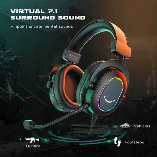 Casque Gaming Fifine Dynamic RGB – Casque Over-Ear avec Microphone, Son Surround 7.1, 3 Modes EQ pour PC, PS4, PS5