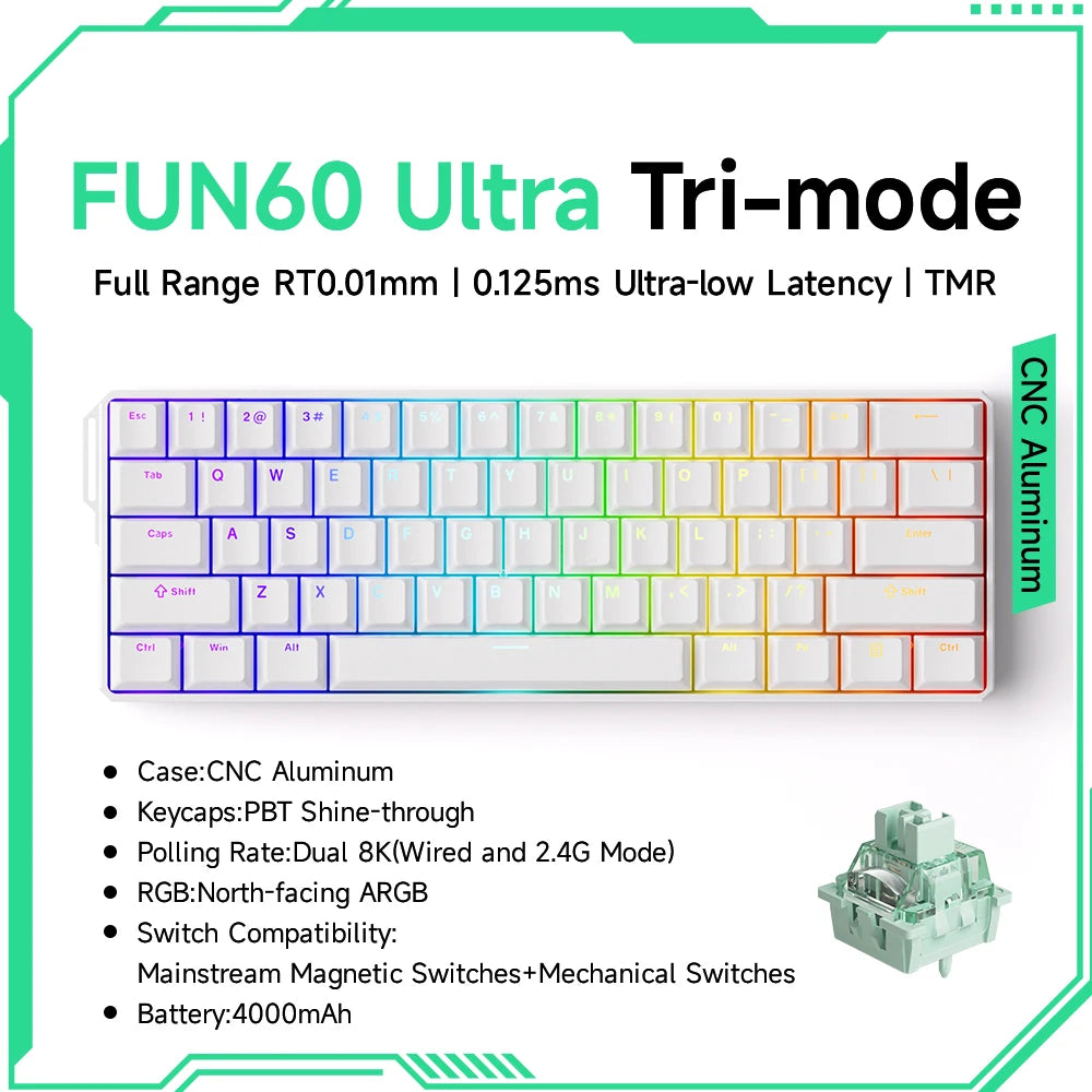 Akko MonsGeek FUN60 – Clavier Mécanique 60% Compact avec Switch Magnétique Ultra-Rapide