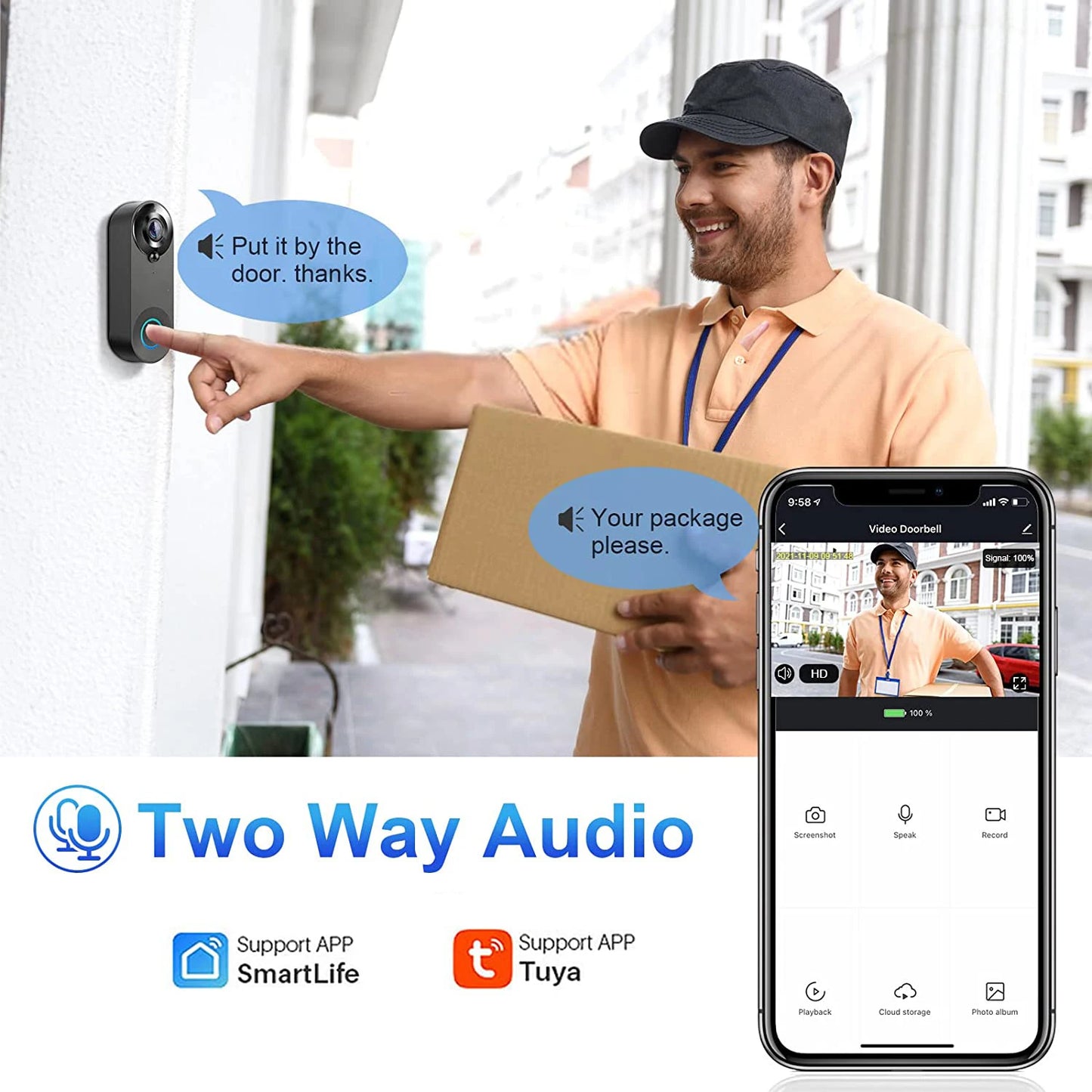 Sonnette Vidéo Sans Fil 1080P WiFi – Tuya Smart Home