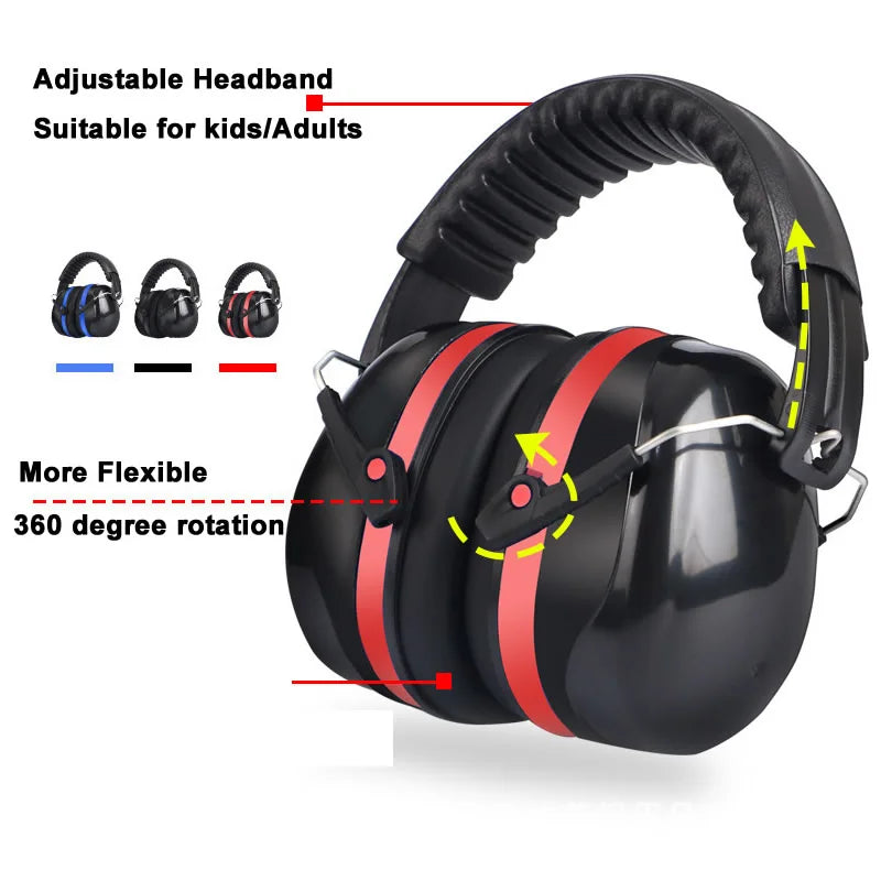 SNR Foldable Ear Defenders - Noise Reduction Safety Earmuffs for Kids/Adults - Ideal for Studying, Sleeping, Working/Shooting
