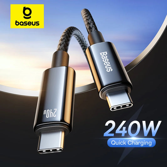 Baseus Câble de Charge Super Rapide PD 240W – USB Type-C vers Type-C pour iPhone 16, 15 Plus Pro Max, MacBook et iPad