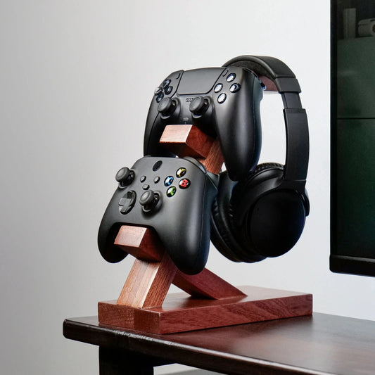 Support Casque en Bois pour Bureau – Porte-Headphones Gaming avec Base de Rangement pour AirPods Max, Bose, Razer