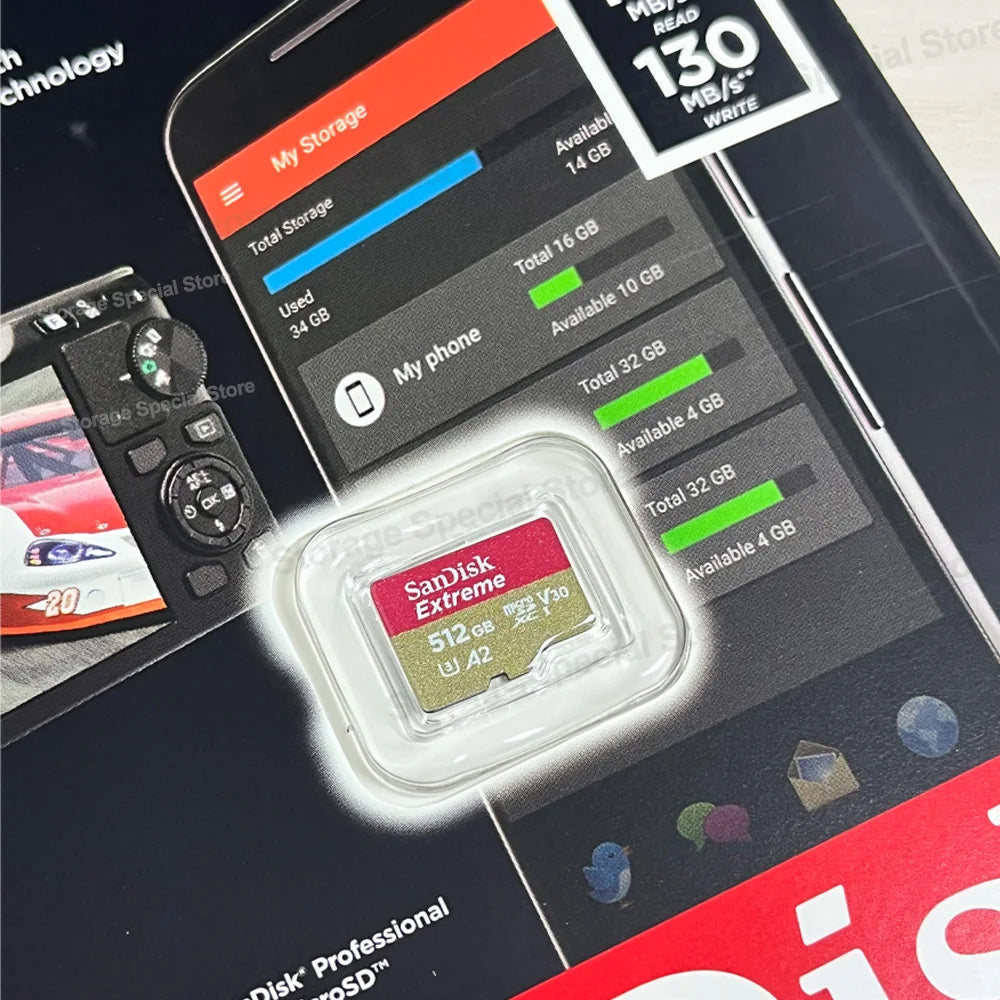 Carte microSDXC Extreme Originale A2 U3 UHS-I USB 3.0 – 4K Ultra HD, Compatible Caméras, GoPro, DJI, Nintendo