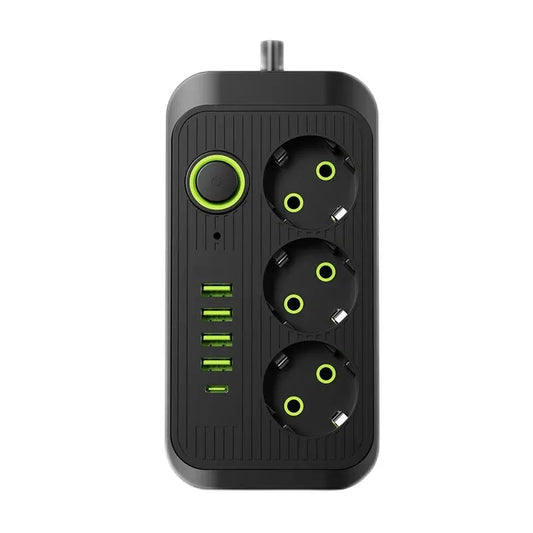 Multiprise EU 3 prises + 4 ports USB + USBC (Type-C), 2M, charge rapide & filtre réseau