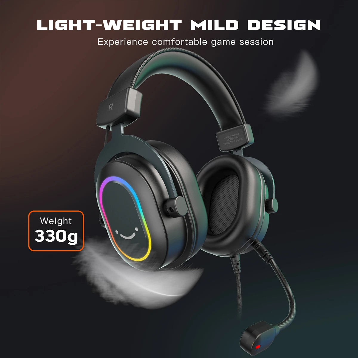 Casque Gaming Fifine Dynamic RGB – Casque Over-Ear avec Microphone, Son Surround 7.1, 3 Modes EQ pour PC, PS4, PS5