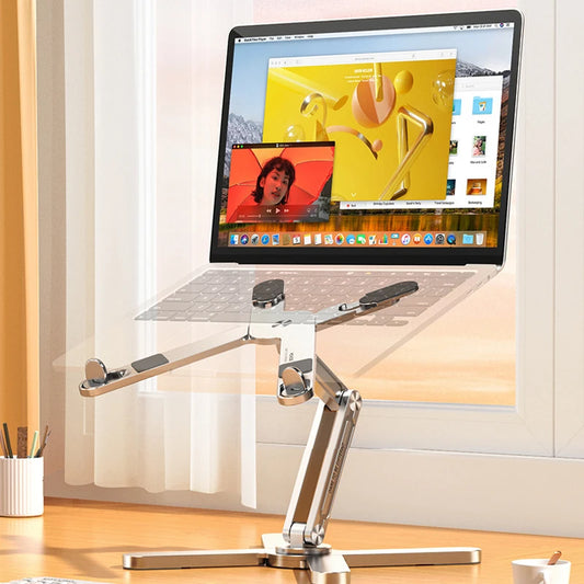 Support Pliable pour Ordinateur Portable – Rotation 360°, Aluminium avec Dissipation Thermique