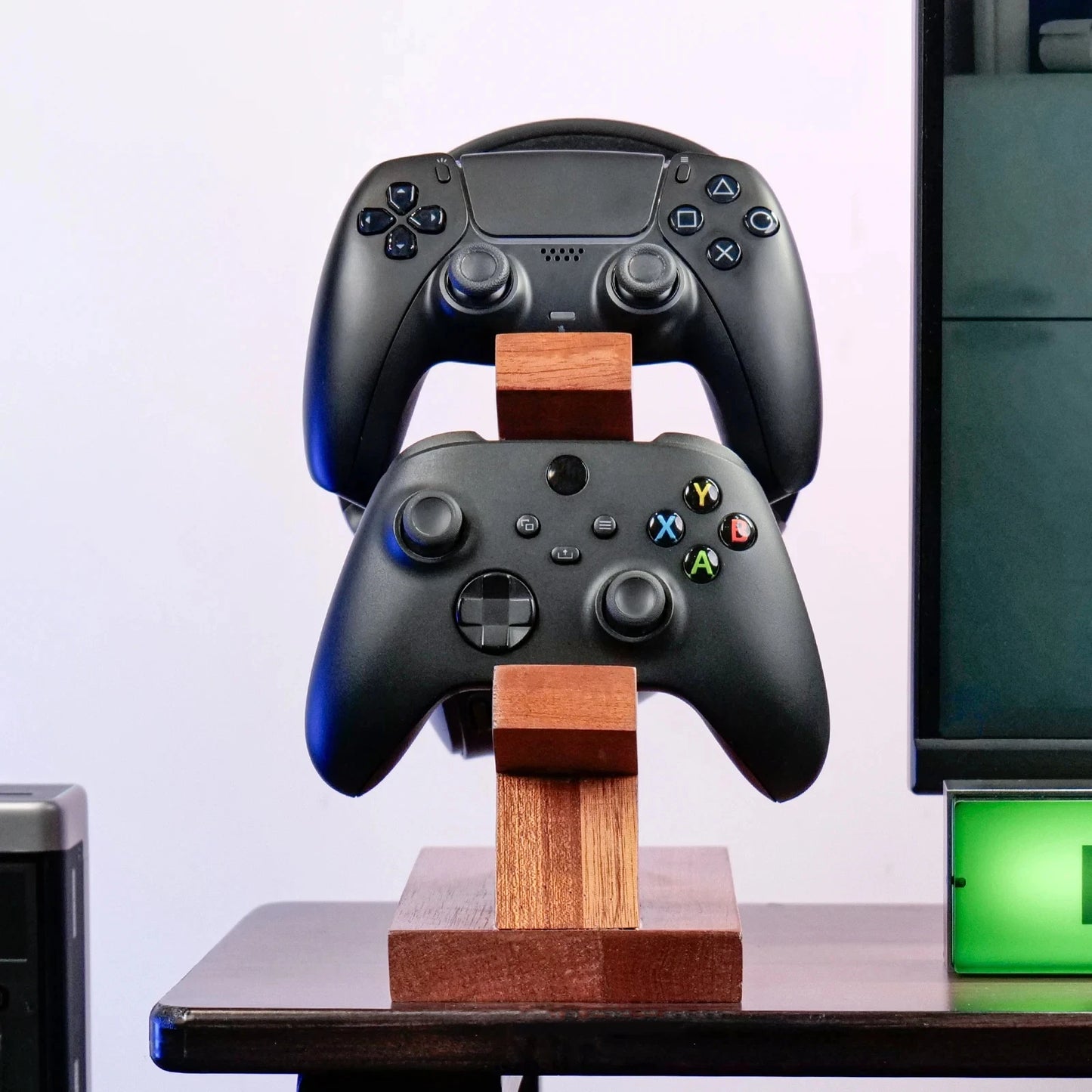 Support Casque en Bois pour Bureau – Porte-Headphones Gaming avec Base de Rangement pour AirPods Max, Bose, Razer