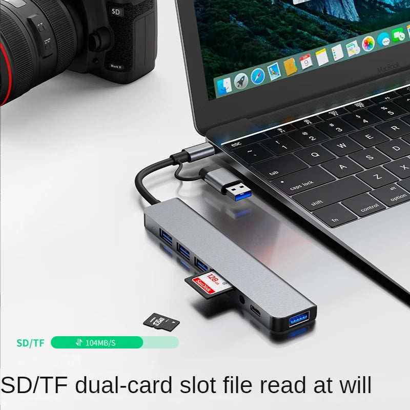 Station d’Accueil USB 3.0 Type-C – Hub Multiport avec Lecteur de Carte TF/SD, Audio et USB 2.0