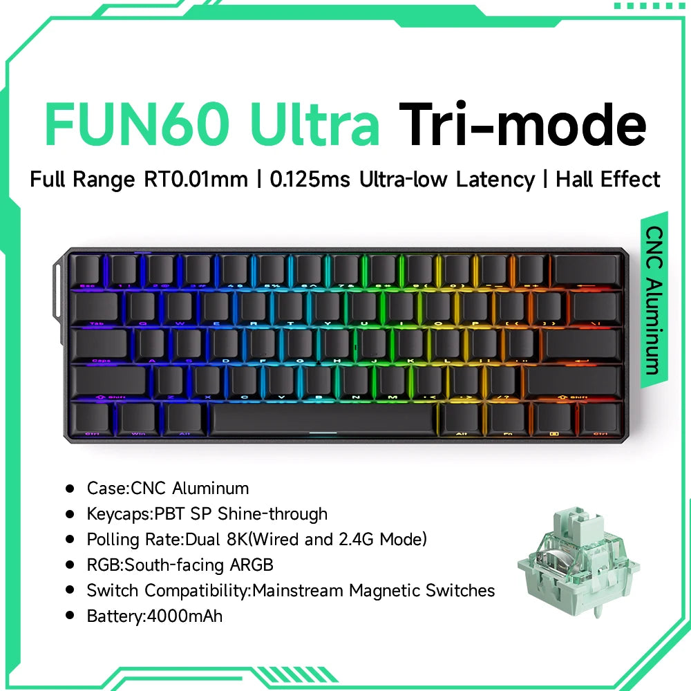 Akko MonsGeek FUN60 – Clavier Mécanique 60% Compact avec Switch Magnétique Ultra-Rapide